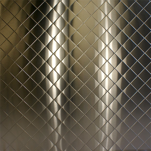 Quilted diamond stainless steel back splash installation