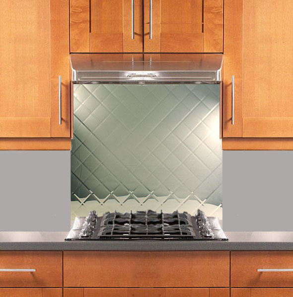 Currents Stainless Steel Kitchen Backsplash 30 x 48 - Beautiful, all  stainless steel range backsplash with an engraved Currents pattern.  Available